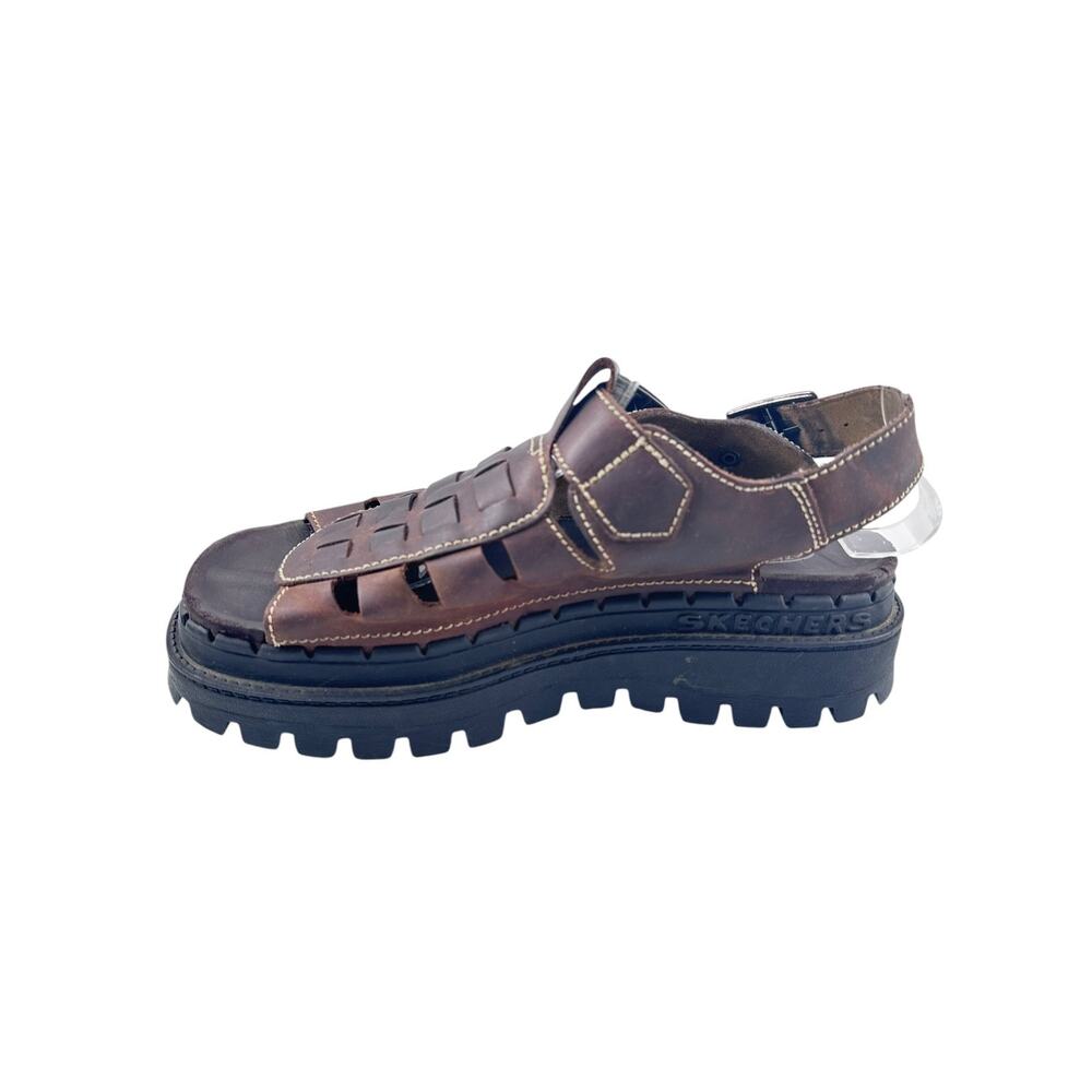 Skechers Jammers Women Brown Leather Fisherman Sandals Chunky Platform US 9 Y2KK - Picture 9 of 12